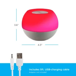 Enbrighten USB-Powered Color-Changing Tabletop LED Mini Bowl Night Light, Gray
