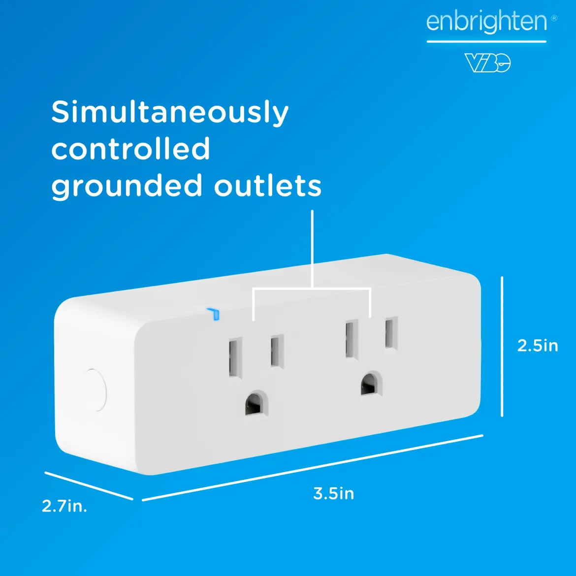 Enbrighten Vibe Indoor Dual-Outlet Wi‑Fi Matter Smart Plug