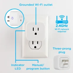 Enbrighten VIBE Indoor Single-Outlet Wi‑Fi Matter Smart Plug, 4 Pack