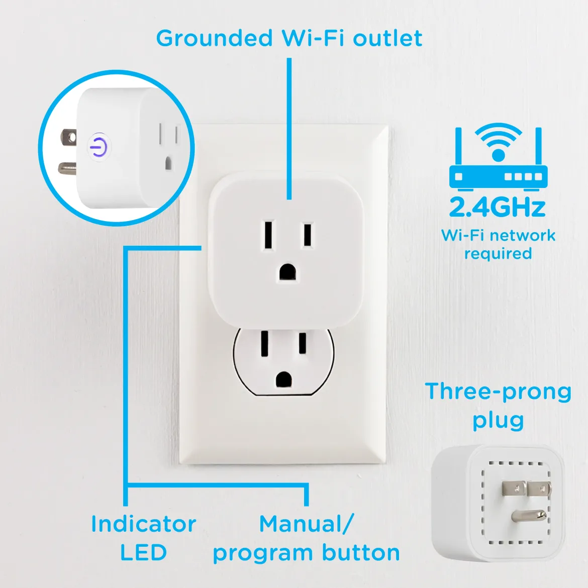 Enbrighten VIBE Indoor Single-Outlet Wi‑Fi Matter Smart Plug, 4 Pack