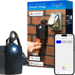Enbrighten Vibe Outdoor Dual‑Outlet Wi‑Fi Matter Smart Plug
