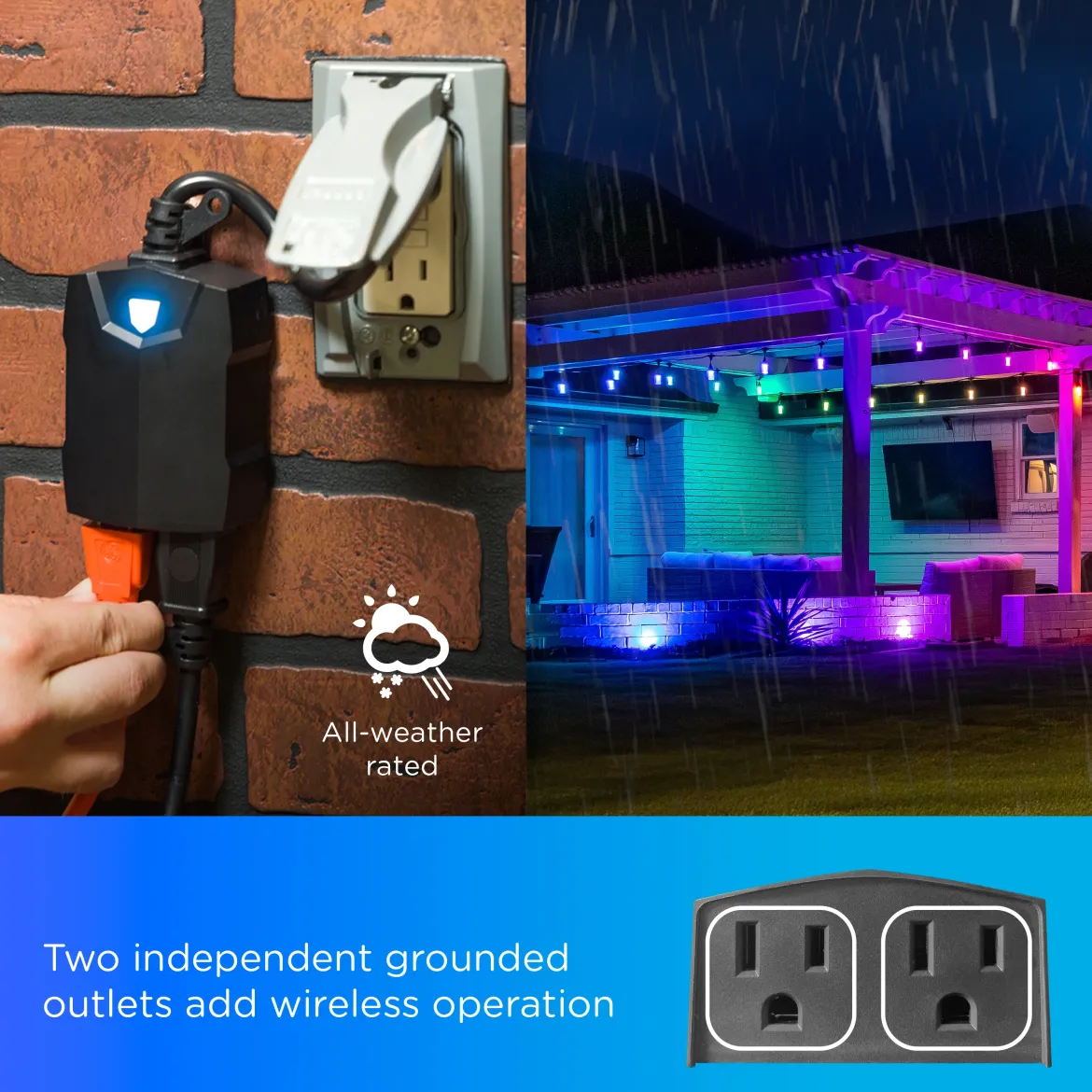 Enbrighten Vibe Outdoor Dual‑Outlet Wi‑Fi Matter Smart Plug
