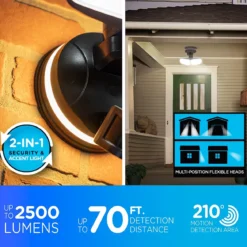 Enbrighten VIBE Outdoor 2-Head Motion-Sensing Back Lit WiFi LED Security Light, Bronze