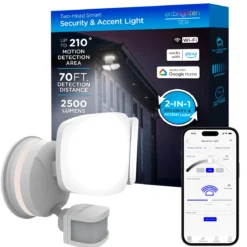 Enbrighten VIBE Outdoor 2-Head Motion-Sensing Back Lit WiFi LED Security Light, White