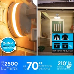 Enbrighten VIBE Outdoor 2-Head Motion-Sensing Back Lit WiFi LED Security Light, White
