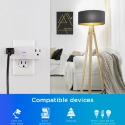 Enbrighten VIBE Plug-In 2-Outlet WiFi Smart Switch, White