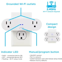 Enbrighten VIBE Plug-In 2-Outlet WiFi Smart Switch, White