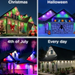 Enbrighten VIBE WiFi Color-Changing Permanent Outdoor Eternity Accent Lights, 12 Lights, 50ft. White Cord