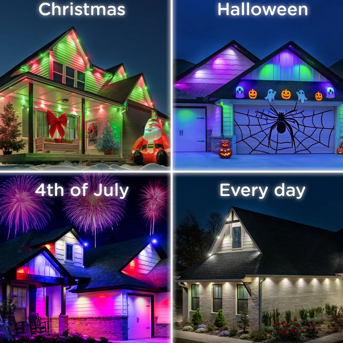 Enbrighten VIBE WiFi Color-Changing Permanent Outdoor Eternity Accent Lights, 36 Lights, 150ft. White Cord