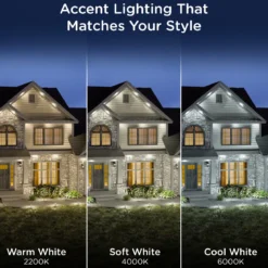 Enbrighten VIBE WiFi Color-Changing Permanent Outdoor Eternity Accent Lights, 12 Lights, 50ft. Black Cord