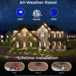 Enbrighten VIBE WiFi Color-Changing Permanent Outdoor Eternity Accent Lights, 24 Lights, 100ft. Black Cord