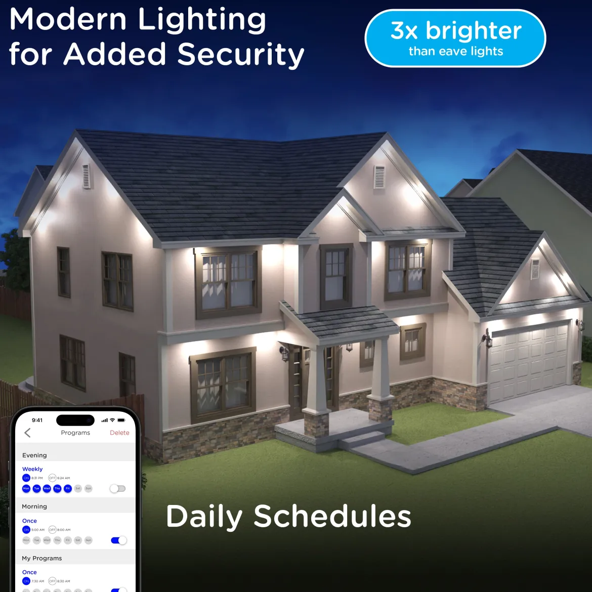 Enbrighten VIBE WiFi Color-Changing Permanent Outdoor Eternity Accent Lights, 24 Lights, 100ft. Black Cord