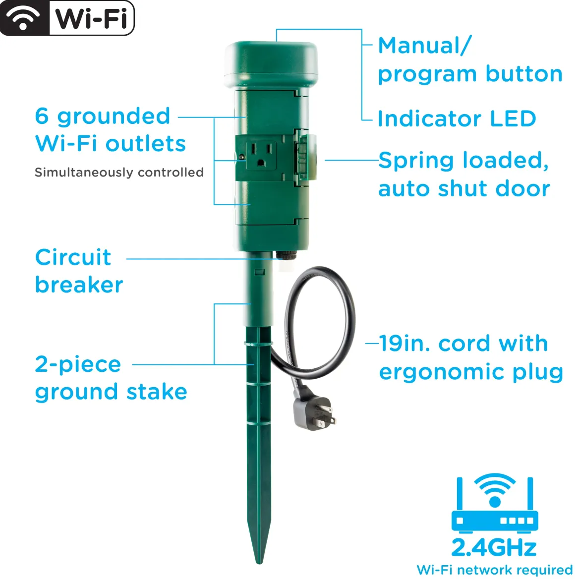 Enbrighten Vibe Wi‑Fi Matter Smart Plug Yard Stake