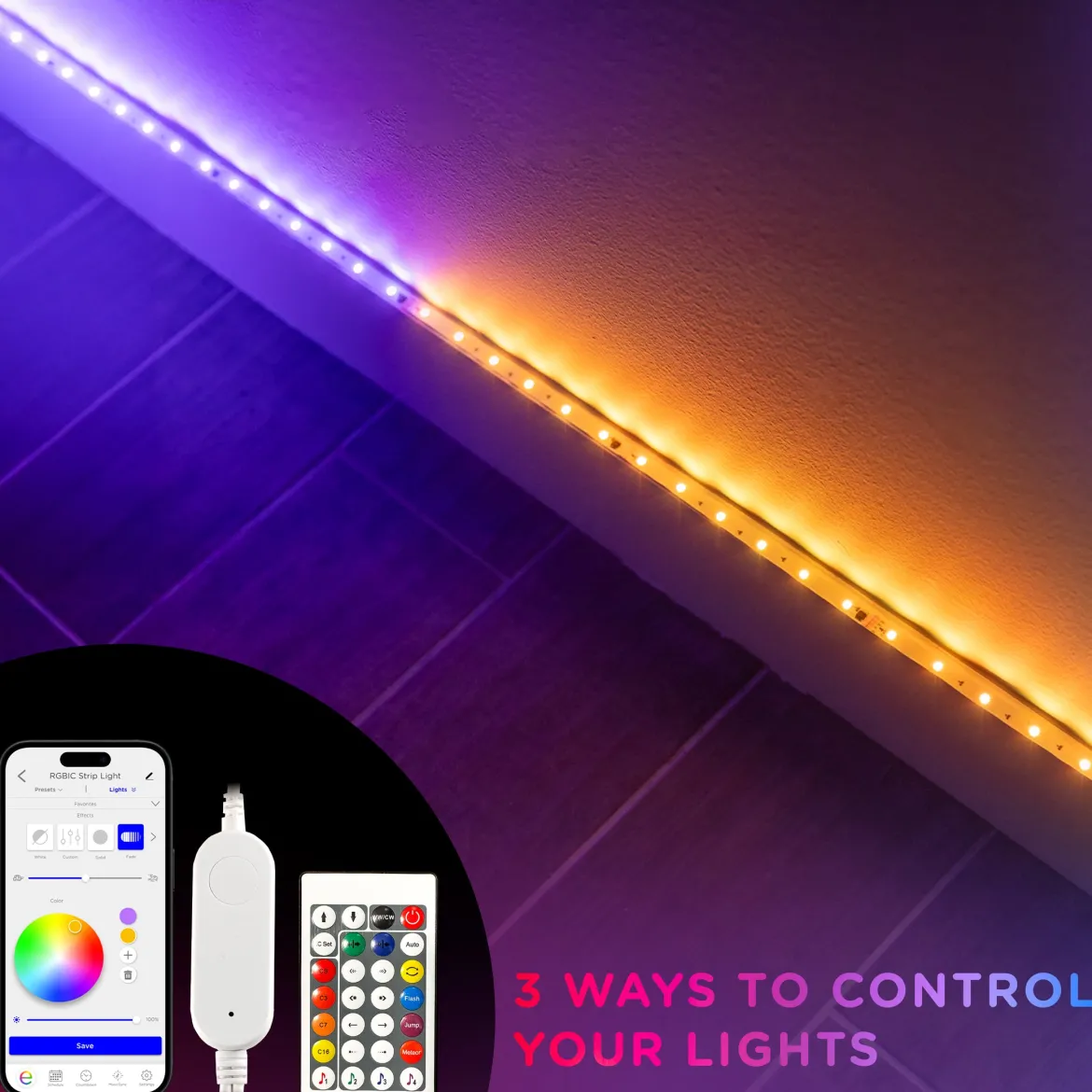 Enbrighten VIBE WiFi Spectrum Indoor Color-Changing LED Strip Lights, 10ft.