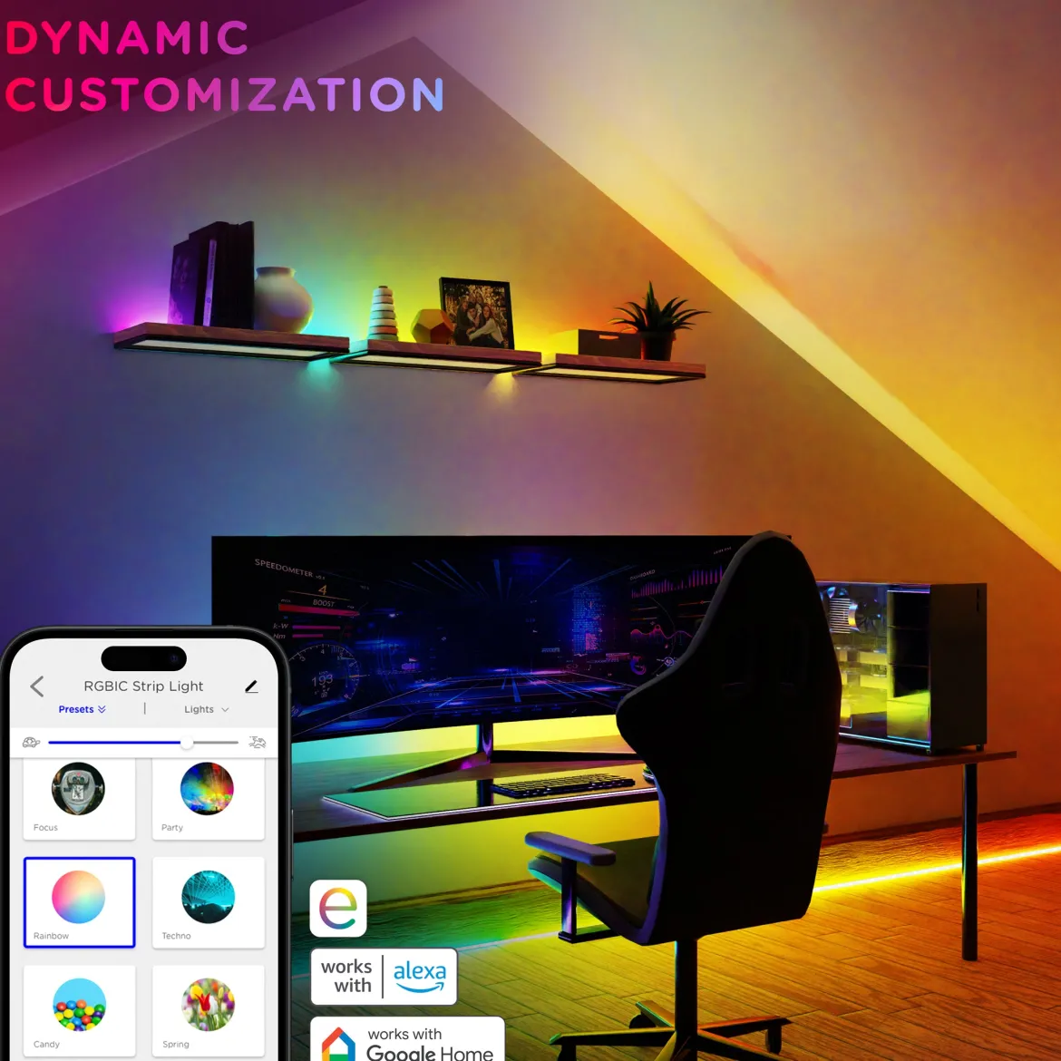Enbrighten VIBE WiFi Spectrum Indoor Color-Changing LED Strip Lights, 10ft.