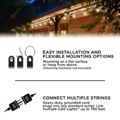 Enbrighten Vintage LED Cafe Lights, 12 Bulbs, 24ft. Black Cord