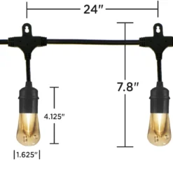 Enbrighten Vintage LED Cafe Lights, 12 Bulbs, 24ft. Black Cord