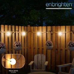 Enbrighten Warm White Globe String Lights 12 Bulbs, 44ft.