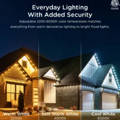 Enbrighten WiFi VIBE Color-Changing Permanent Outdoor Eternity Eave Lights, 108 Lights, 150ft. White