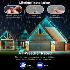 Enbrighten WiFi VIBE Color-Changing Permanent Outdoor Eternity Eave Lights, 108 Lights, 150ft. White