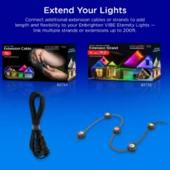Enbrighten WiFi VIBE Color-Changing Permanent Outdoor Eternity Eave Lights, 108 Lights, 150ft. Black