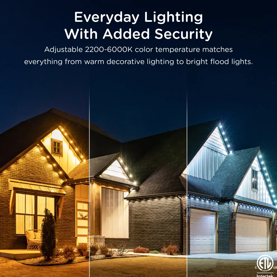 Enbrighten WiFi VIBE Color-Changing Permanent Outdoor Eternity Eave Lights, 72 Lights, 100ft. Black Cord