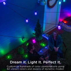 Enbrighten WiFi VIBE Color-Changing Lightweight LED Cafe Lights, 30 Plastic Bulbs, 96ft. Black Cord