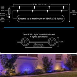 Enbrighten WiFi VIBE Color-Changing Eternity Landscape Lights, 8 Lights, 33ft. Black Cord