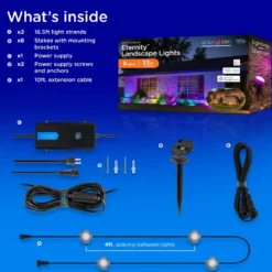 Enbrighten WiFi VIBE Color-Changing Eternity Landscape Lights, 8 Lights, 33ft. Black Cord