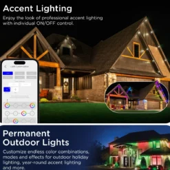 Enbrighten WiFi VIBE Color-Changing Permanent Outdoor Eternity Eave Lights, 36 Lights, 50ft. Black Cord