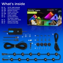 Enbrighten WiFi VIBE Color-Changing Permanent Outdoor Eternity Eave Lights, 36 Lights, 50ft. Black Cord
