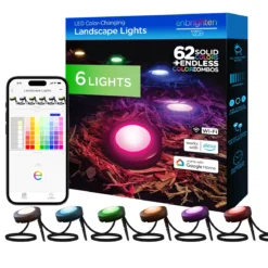 Enbrighten WiFi VIBE Color-Changing LED Landscape Lights, 6 Lights, 50ft. Black Cord