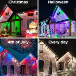 Enbrighten WiFi VIBE Color-Changing Permanent Outdoor Eternity Eave Lights, 36 Lights, 50ft. White Cord