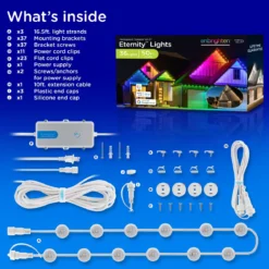 Enbrighten WiFi VIBE Color-Changing Permanent Outdoor Eternity Eave Lights, 36 Lights, 50ft. White Cord
