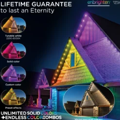 Enbrighten WiFi VIBE Color-Changing Permanent Outdoor Eternity Eave Lights, 72 Lights, 100ft. White Cord