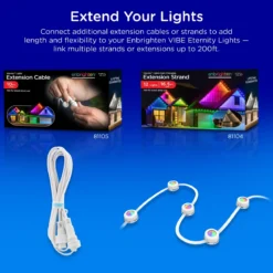 Enbrighten WiFi VIBE Color-Changing Permanent Outdoor Eternity Eave Lights, 72 Lights, 100ft. White Cord