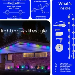 Enbrighten WiFi VIBE Eternity Eave Lights Extension Light Strand, 16.5ft. White