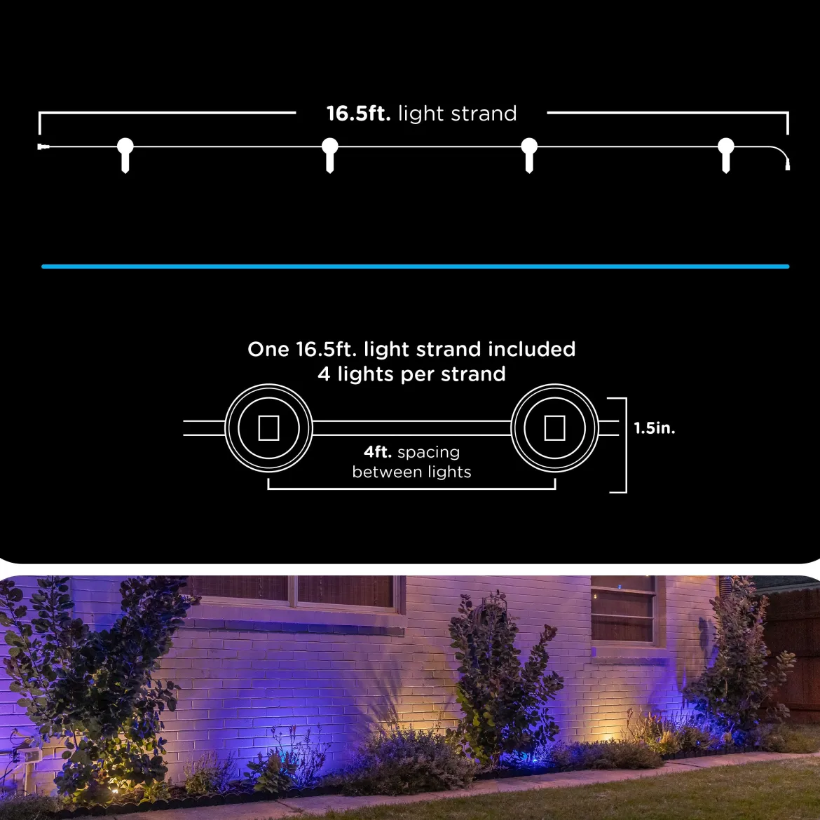 Enbrighten WiFi VIBE Eternity Landscape Lights Extension Light Strand, 16.5ft. Black