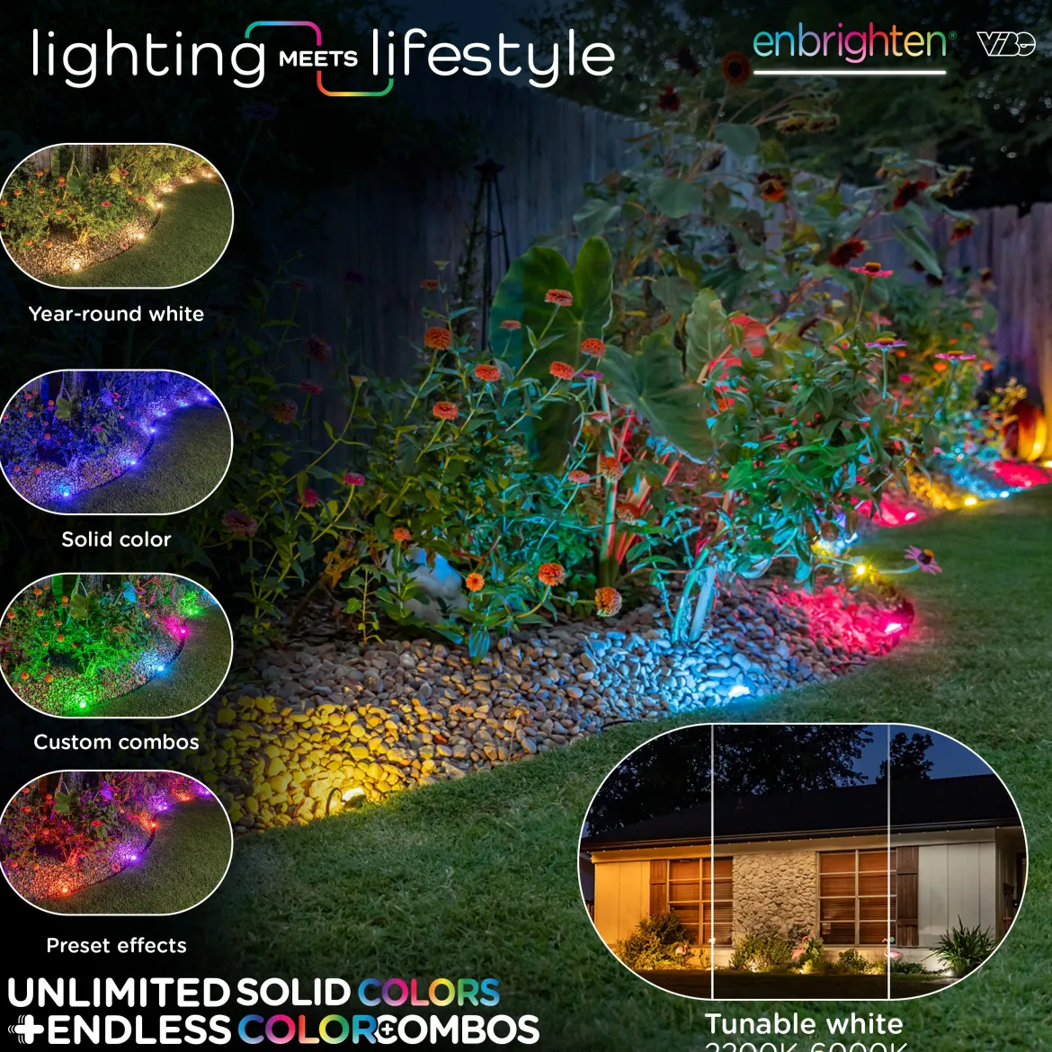 Enbrighten WiFi VIBE LED Eternity Landscape Lights, 12 Lights, 50ft.