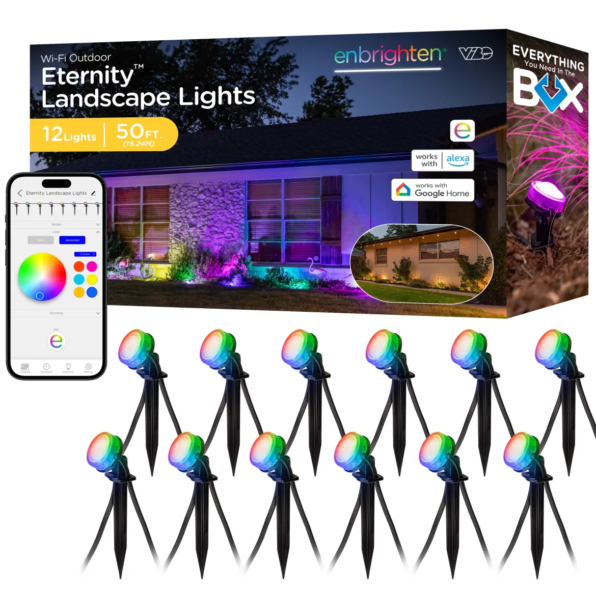 Enbrighten WiFi VIBE LED Eternity Landscape Lights, 12 Lights, 50ft.