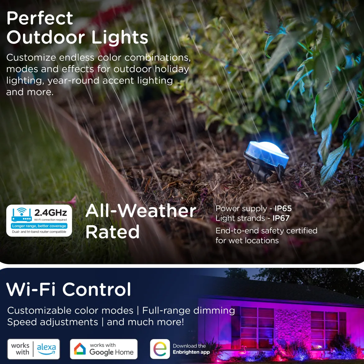 Enbrighten WiFi VIBE LED Eternity Landscape Lights, 12 Lights, 50ft.