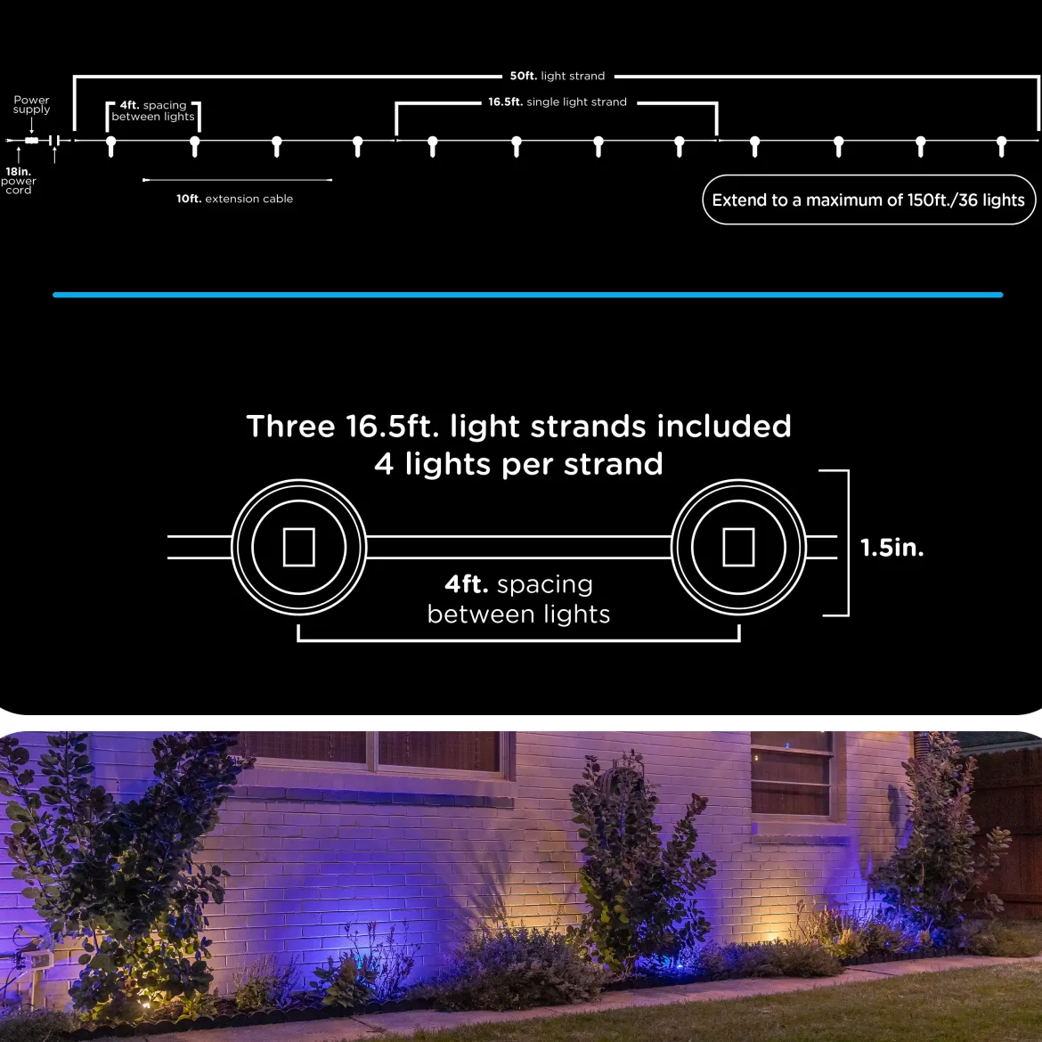 Enbrighten WiFi VIBE LED Eternity Landscape Lights, 12 Lights, 50ft.