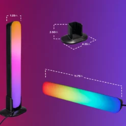 Enbrighten WiFi VIBE USB-Powered LED Color-Changing Gaming Light Bars, 2 Pack, Black