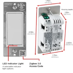 Enbrighten Zigbee In-Wall Smart Dimmer with QuickFit™ and SimpleWire™, White/Almond