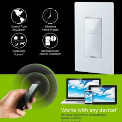 Enbrighten Z-Wave In-Wall Smart Motion Switch, White/Almond