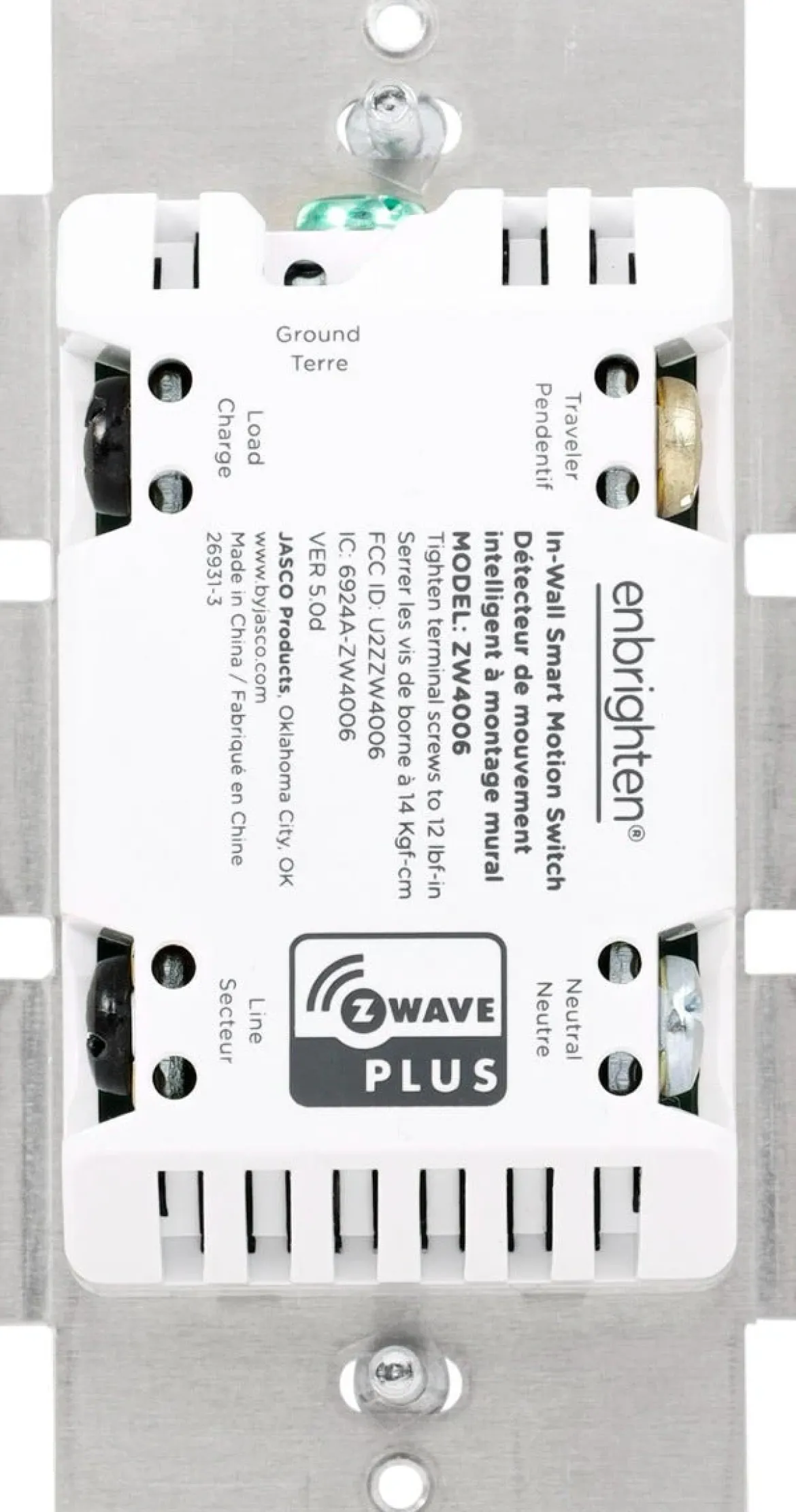 Enbrighten Z-Wave In-Wall Smart Motion Switch, White/Almond