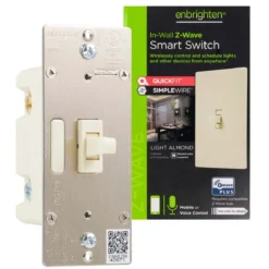 Enbrighten Z-Wave In-Wall Smart Toggle Switch with QuickFit™ and SimpleWire™, Light Almond