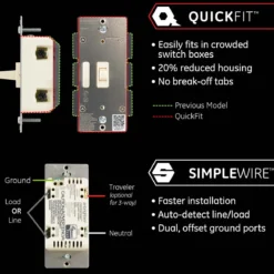 Enbrighten Z-Wave In-Wall Smart Toggle Switch with QuickFit™ and SimpleWire™, Light Almond