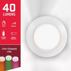 Energizer Battery Operated Color-Changing Dimmable LED Puck Light with Remote, 3 Pack, White