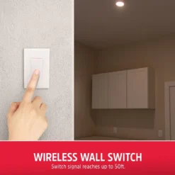 Energizer Battery Operated LED Ceiling Fixture with Wireless Switch, White